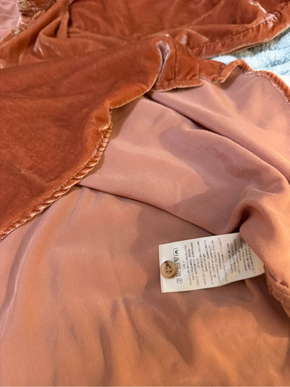 Pilcro Velvet Button-Front Blouse in Burnt Orange XL - Picture 14 of 16
